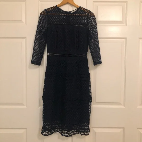 ASOS | Dresses | Asos Special Occasion Womens Dark Blue Midi Lace Dress  Size 68